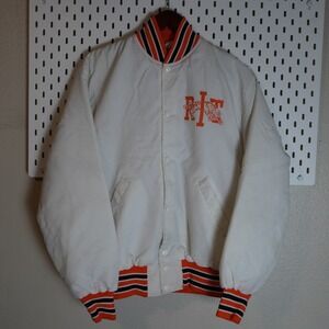 Vintage Gem Sportswear RIT Tigers Cross Country Bomber Jacket White‎ Orange S